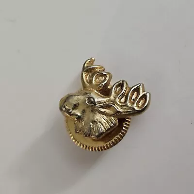 VTG Loyal Order Of MOOSE Head Fraternal SCREWBACK Gold Tone Tie Tack Lapel Pin  • $13.90