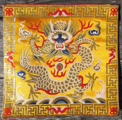 Hand-sewn Brocade Altar Cloth Silvery Silk Dragon 10  X 10  Tibetan Buddhist • $23.14