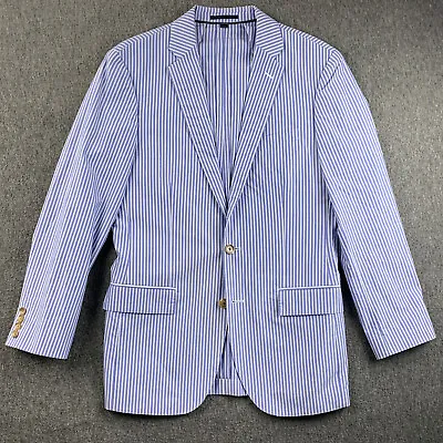 J Crew Ludlow Blazer Jacket Mens 38R Striped Blue Cotton Lightweight Two Button • $50.99
