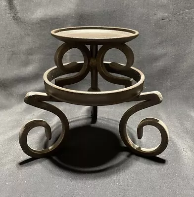 Ornate Metal Plant Stand 6.5” Tall Vase Pillar Candle Holder Freestanding • $15.99