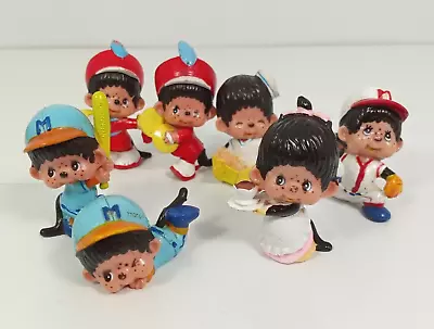 Vintage 1979 Monchhichi PVC Mini Figures Lot Of 7 Drummer Baseball Boat Etc • $17.99