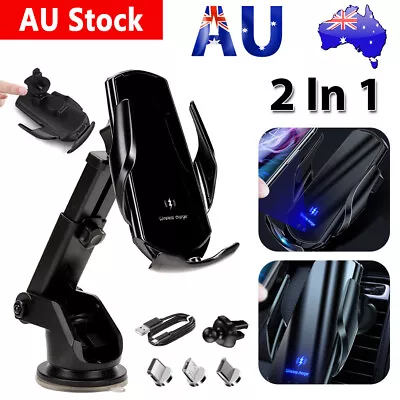 For IPhone Apple Samsung 15W Qi Wireless Car Charger Phone Holder Fast Charge AU • $22.95