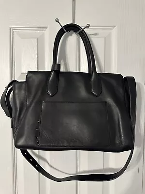 J Crew The Harper Cabernet Black  Leather Satchel Shoulder Bag Purse • $64.99