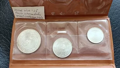 £675 • Buy 1969 Ras Al Khaimah Ajman UAE Silver Coin Set ~ 5,2,1 Riyals In Brown Wallet