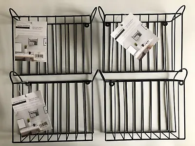 4 Set - Black Metal Storage Organizer Hanging Wall Mount Basket 10.5x8.75x3.25 • $21.95