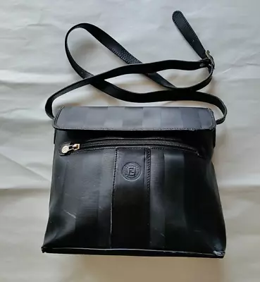 Vintage Fendi Pequin Stripe Crossbody Shoulder Bag PVC Leather Torn • $80