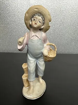 Vintage Ucagco China Made In Japan Boy Going Fishing Figurine 7  Tall • $19.99