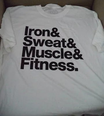 Iron Sweat Muscle & Fitness White T-shirt Mr Olympia 2014 Expo Sz Xl *new • $11.99