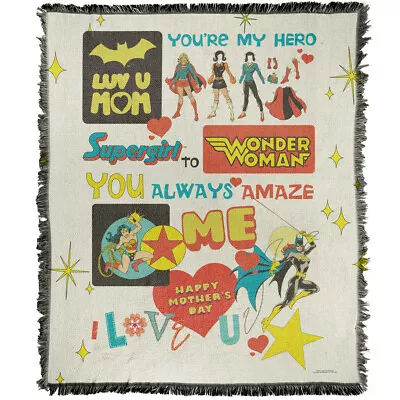 Justice League Blanket 50 X60  DC Mothers Day Woven Cotton Blend Throw • $47.99