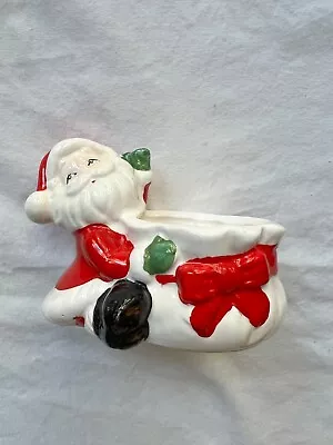 Vintage Relpo Ceramic Santa With Toy Sack Christmas Planter • $16.99