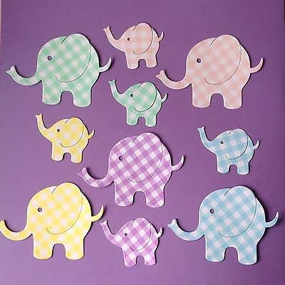 Elephant Family Die Cuts - Sets Of 10 In Assorted Colours. Cardmaking Baby • £2.25