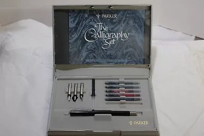 £17.36 • Buy Parker The Calligraphy Set Fountain Pen Ink Cartridges Red Black Blue Nibs