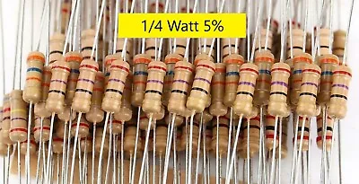 Qty 5 - 1/4W 5% Carbon Film Resistors-Pick Values-Ship Day Ordered-Mr Circuit • $2.29