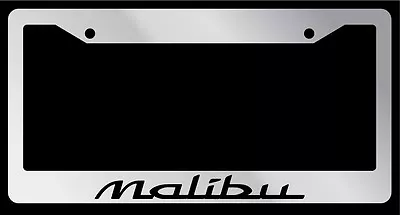 Chrome License Plate Frame Malibu Cursive (Design One) Auto Accessory Novelty • $9.79