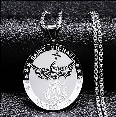$10.99 • Buy Saint Michael S925 Silver 14k Gold Plated Necklace Pendant Sacred Geometry