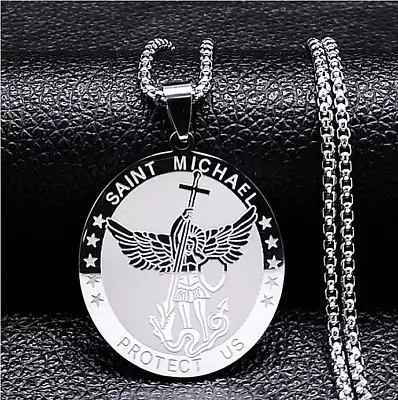 $17.95 • Buy Saint Michael Silver Gold Plated Necklace Pendant Sacred Geometry