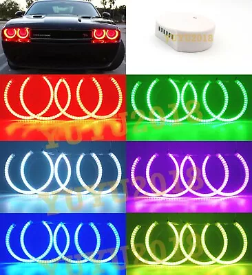 RGB Halo Ring For Dodge Challenger 08-14 Headlight Angel Eye Bluetooth APP DRL • $65.69