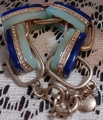 J.Crew Aqua & Cobalt Rhinestone Link Bracelet • $34.33