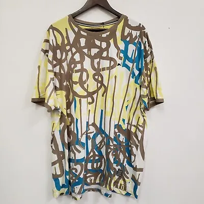 A Tiziano Mens Short Sleeve Pull Over T Shirt Size 4XL Yellow Abstract Artsy NWT • $49.88