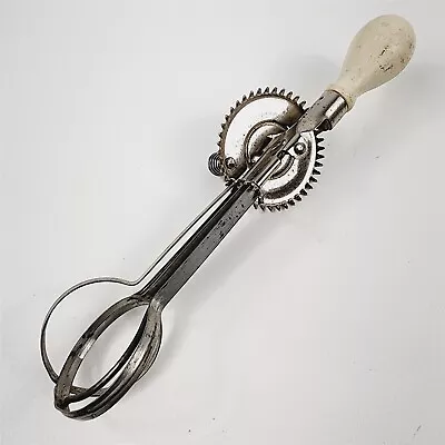 Vintage A&J 1923 White Wood Handled Hand Egg Mixer  • $26.95