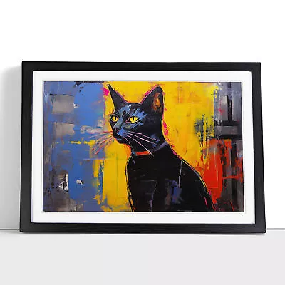 Egyptian Cat Gestural No.2 Framed Wall Art Poster Canvas Print Picture Painting • £14.95