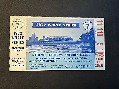 1972 World Series Game 7 Ticket Stub Oakland A's Athletics Champions Cincinnati • $125