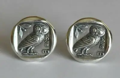 Owl Of Wisdom And Knowledge - Symbol Of Goddess Athena - Silver Cufflinks  • $159.90