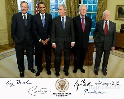 5 Presidents Signed 8x10 Jimmy Carter George W Bush Bill Clinton Barack Obama • $18.50