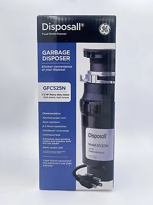 GE 1/2 Horsepower Continuous Feed Garbage Disposer Corded Disposall GFC525N 🇺🇸 • $84.99