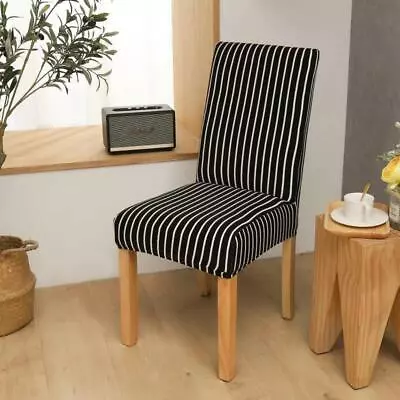 Stripe Dining Chair Covers Washable Stretch Chair Slipcover Removable Cover • £4.99