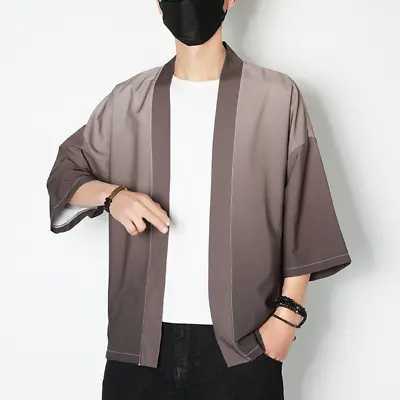 £20.63 • Buy Plain Men Kimono Jacket Coat Cardigan Outwear Retro Japanese Yukata Haori