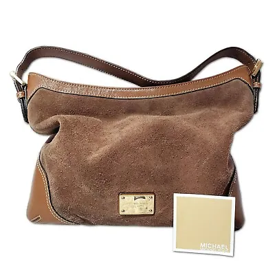 Michael Kors Brown Suede Leather Shoulder Bag Purse Millbrook Care Card Clean • $74.99