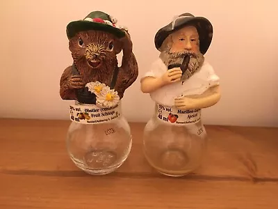 Miniture Schnapps Bottles (2) - Empty - Squirrel And Worzelsepp - Austrian • £10