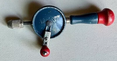 Vintage Stanley Hy-Lo Hand Crank Drill No. 03-222A Wood Handle Red Blue • $17