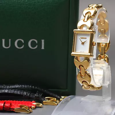 Vintage Exc+5 New Battery Gucci 1800L Gold Change Belt Women's Quartz Watch • $497.10