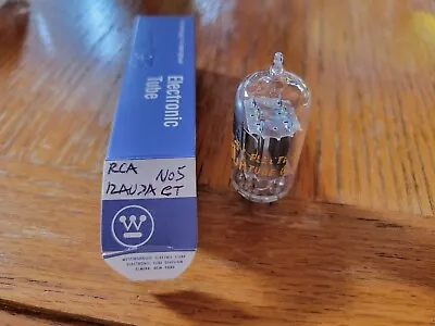 RCA NOS 12AU7A Clear Top Gray Plates Side D Getter Vacuum Tube Tested • $25
