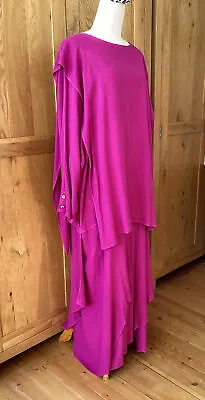 HAMPSTEAD BAZAAR Multi Layered Long Dress O/S Chest 48” Length 55” Magenta Pink • £98.99