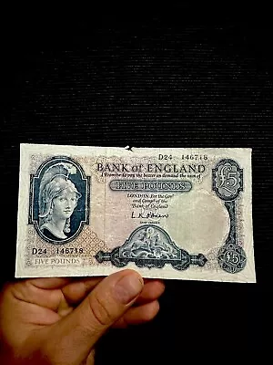 💯 Old £5 Five Pound Note. 1957’s / Good Condition/ GENUINE. • £23.50