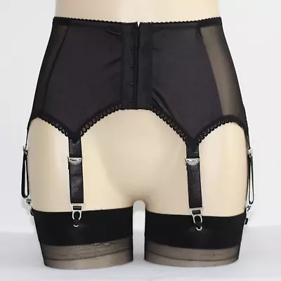 Allacki Front Closure Garter Belt Sheer Mesh Girdle With 6 Straps Plus Size • $15.20