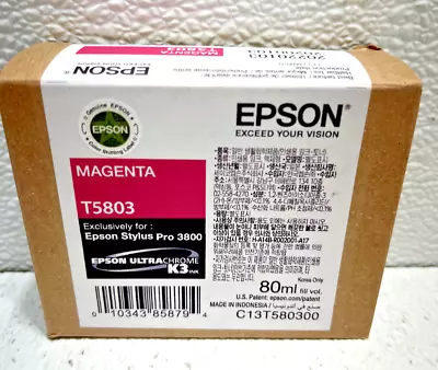 Epson Genuine Ink Magenta 3800 Stylus Pro T5803 Genuine Date: Jan 2022 • $22.95