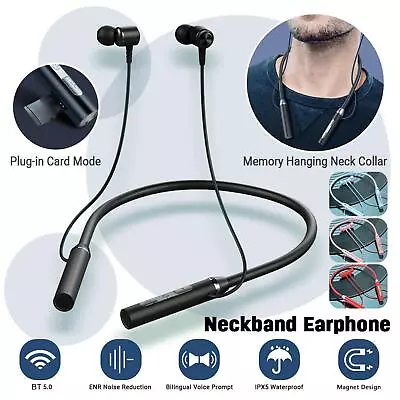 Magnetic Bluetooth 5.2 Wireless Neckband Earphones Headphones X0J0 • £4.50