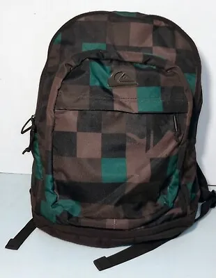 Quicksilver Backpack Schoolbag Gray Black Green Checkers Large App.25-28L NICE • £11.40