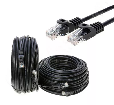 CAT5 Ethernet Patch Cable RJ-45 Internet Cord Black 25FT - 200FT Multi-Pack LOT • $347.89