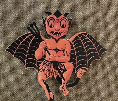 U Pick Vintage Inspired Devil With Bat Wings Halloween Cardstock Decoration #A • $9