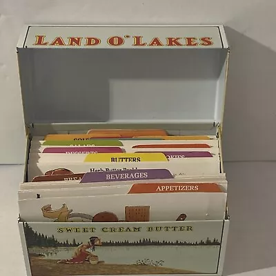 Land O Lakes Butter Vintage Metal Recipe Box With Original Color Recipe Cards • $32.99