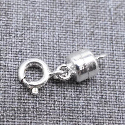 2pcs Of 925 Sterling Silver Magnetic Clasp Spring Ring Clasp Necklace Converter • $12.48