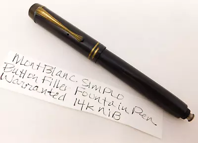 VNTG 5.2  Montblanc Simplo Hard Rubber Fountain Pen Button Fill 14k Nib No Blind • $228