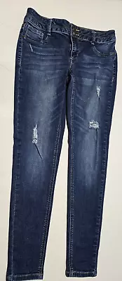 Mudd Denim Jeans Girls Size 16 Mid Rise Legging Adjustable Waist Blue Wash • $8