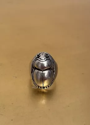 Heavy Vintage Sterling Silver Scarab Ring Egyptomania Size 9.5 • $325