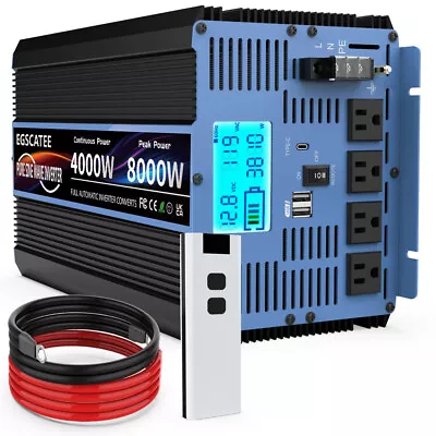 4000W 8000W Pure Sine Wave Power Inverter 12V To 110V 120V Converter LCD Remote • $274